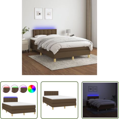 vidaXL Matelas ensaché - Sommier à lattes de lit matelas et LED Marron foncé 120x200 cm (1/5)