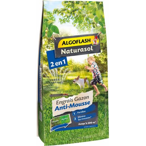 ALGOFLASH Engrais gazon antimousse ALGOFLASH, 8 kg