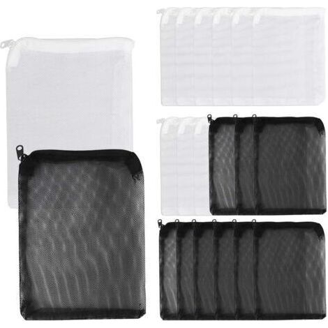 FENOPLASTICALot de 20 sacs filtrants pour aquarium, sacs filtrants en maille à fermeture éclair pour bassins d'aquarium, blancs et noirs. (1/4)