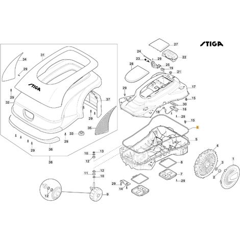 Guarnizione scocca robot tagliaerba modelli A3000 ORIGINALE STIGA 122280006/0
