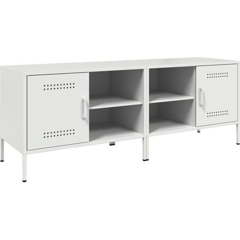 Mobile TV multimediale scaffale per televisione televisione buffet sala da pranzo soggiorno camera da letto 2 pezzi 68 x 39 x 50,5 cm acciaio bianco 020028546