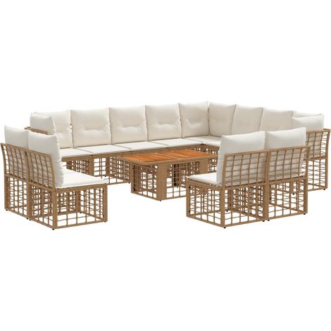 Gartensofa-set 13 stk. Natürlich und Cremweiß Poly-Rattan vidaXL (1/5)