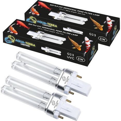2er-Pack 5-W-Teichfilterlampen, G23-Sockel (2-polig), 253,7 nm UVC-Beleuchtung, für Teichklärer (1/5)