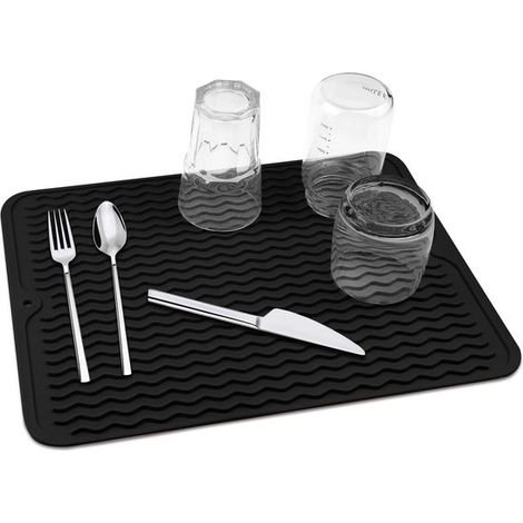 - Alfombrilla de silicona antideslizante - Resistente al calor - 40 x 30 cm - Fácil de limpiar - Apta para vajilla y utensilios de cocina - Alfombrilla para lavavajillas (1/5)