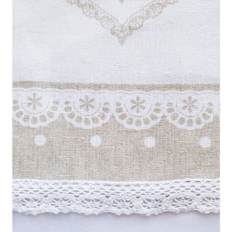 Rideau voilage - COEUR - LIN BEIGE - 140 x 240 cm - Œillets - Style romantique (1/4)