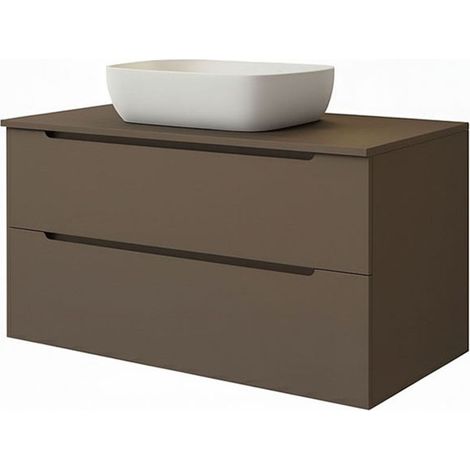 Kibath Mueble de baño con Lavabo VICTORIA 80x45 cm acabado Moka mate 2 cajones suspendido (1/5)