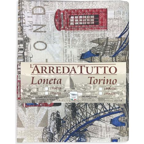 TELO ARREDO COPRITUTTO GRAN FOULARD COPRILETTO COPRIDIVANO TESSUTO LONETA LONDRA INGLESE NEW18 1 PIAZZA