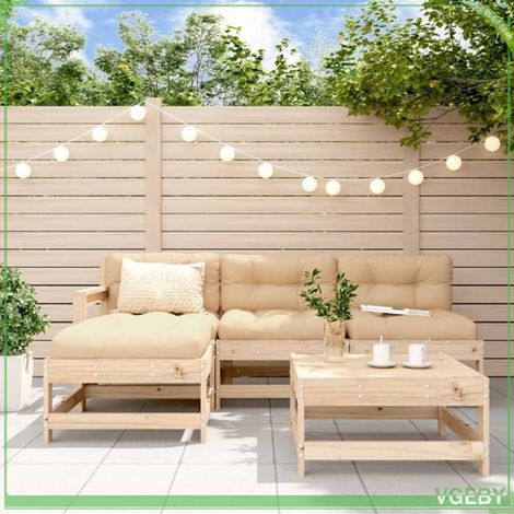 Salon de jardin 5 pcs - FAFEICY - Design à lattes - Bois de pin massif - Modulaire - Cadre robuste (1/5)