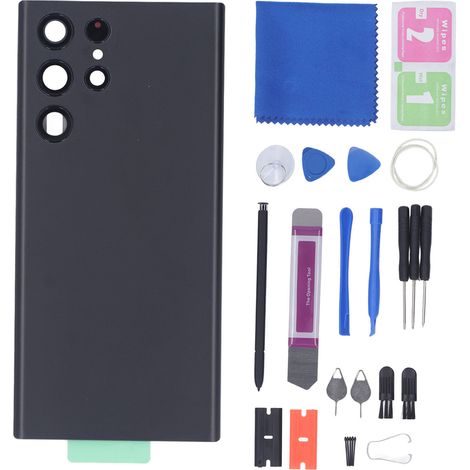 Panneau arrière en verre de remplacement pour Galaxy S22 Ultra, kit de réparation avec outil de stylet tactile, coque noire de logement arrière (1/5)