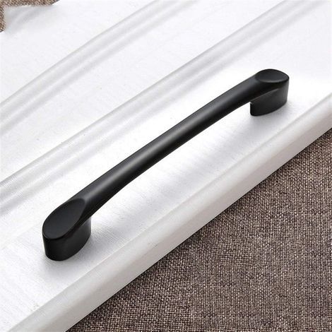Tiradores para muebles AIDUCHO, de zinc, con pomos y pomos negros para cajones, armarios de cocina, puertas y cómodas - (128 mm) (1/4)