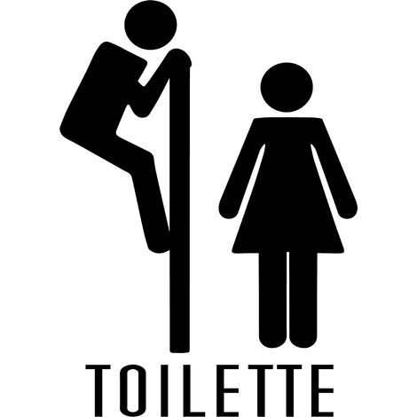 Sticker - mural - Toilette - Toilettes - Salle de bain - WC - Amusant 25 cm x 20 cm - Porte de salle de bain amusante - Home Decor - Adhésif amusant (noir) (1/5)