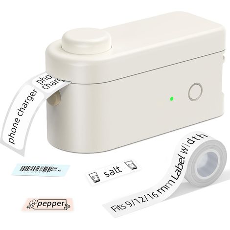 1 Etikettendrucker, Mini Bluetooth Labeldrucker Label Printer mit & App für iOS & Android, Tragbares Selbstklebendes Etikettiergerät für Zuhause, Büro & Geschenke
