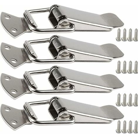Stainless steel tension clasp with screw, 56 mm lever clasp, spring-loaded toggle latch, clamping clip, box closure, locking cap for toolbox (1/4)