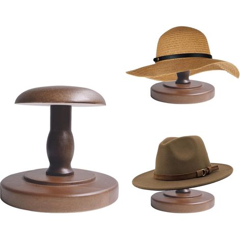 Rustikaler, kuppelförmiger Hutständer aus Holz im Vintage-Stil, braun, für Cowboyhüte, Perücken, Helme, Kleiderschrank, Wohnaccessoires, Größe S