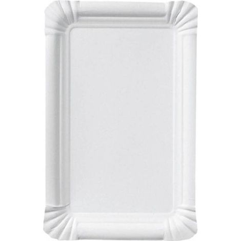 250 Assiettes Rectangulaires Jetables en Carton Blanches 13 x 20 cm pour Dessert, Buffet, Traiteur et Fêtes - D-Work