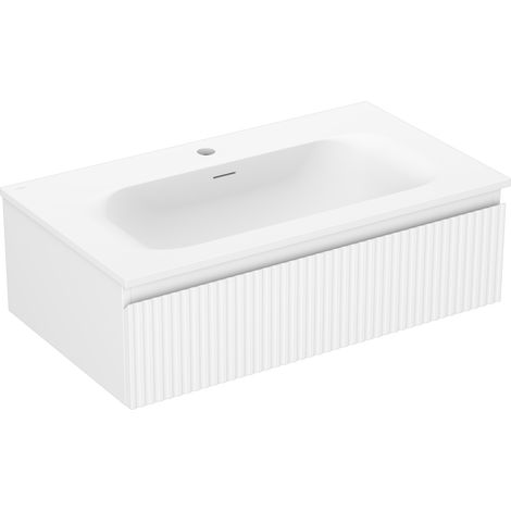Mexen Rivel mobile da bagno 80 cm con lavabo Vela, 1 cassetto, scanalato, bianco opaco - 91A20-08023-1-BF01-W23M01 (1/5)