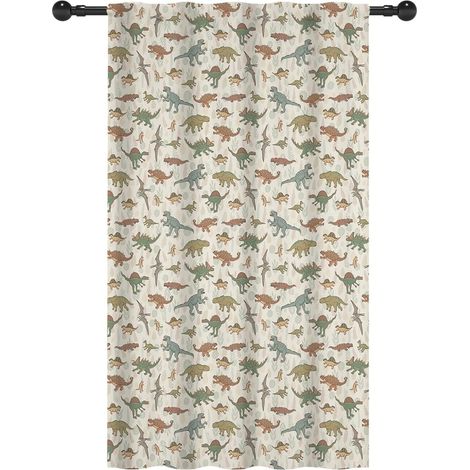 117x229cm Dinosaure Rideaux filtrant la lumière pour Chambre d'enfant Vintage Réaliste Dino T-Rex Triceratops Occultation Passe Tringle Habillage de fenêtre pour crèche 1 Panneau - 117L X 229H cm (1 P (1/5)