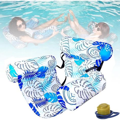 Tumbona de piscina - Tumbona hinchable - Respaldo ajustable - Con bomba - Azul (1/5)