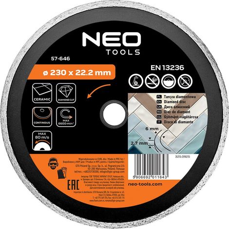 Disque diamant neo tools diamond cutting disc 230 mm 2 7 mm