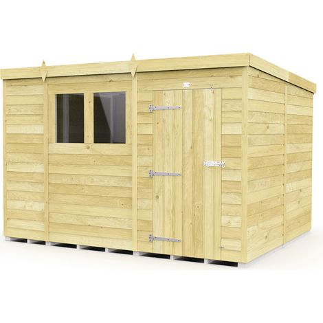 10 x 8 Feet Pent Shed - Single Door With Windows - Wood - L231 x W302 x H201 cm