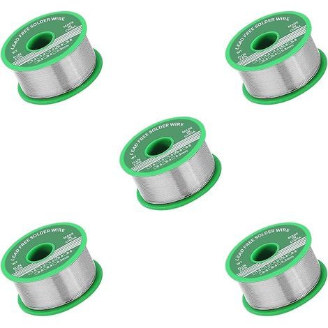 5 Stück Lötzinn, bleifreies Zinn mit Kolophoniumkern, Lötzinn mit Flussmittel, Lötdraht für elektronische elektrische Lötkomponenten, Reparatur und Heimwerken (0,8 mm, 20 g) (1/5)