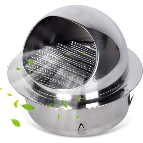 Grille de ventilation murale ronde 150 mm en acier inoxydable avec maille fine, persiennes épaisses pour entrée d’air frais (1/5)