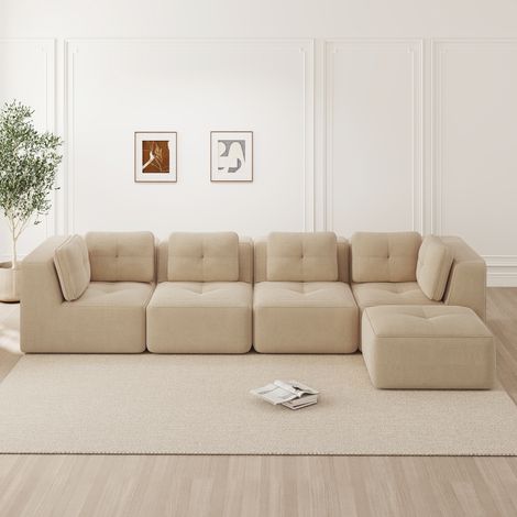 Divano angolare modulare in corda beige OKMYHOME (1/5)