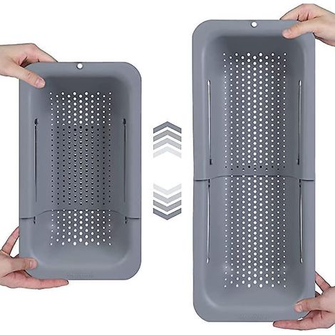 panier Passoire Extensible (gris, 34,5-47,5 Cm) - Laver Lgumes Et Fruits, Goutter Les Ptes Cuites - Extensible - Essentiels De Cuisine (1/5)