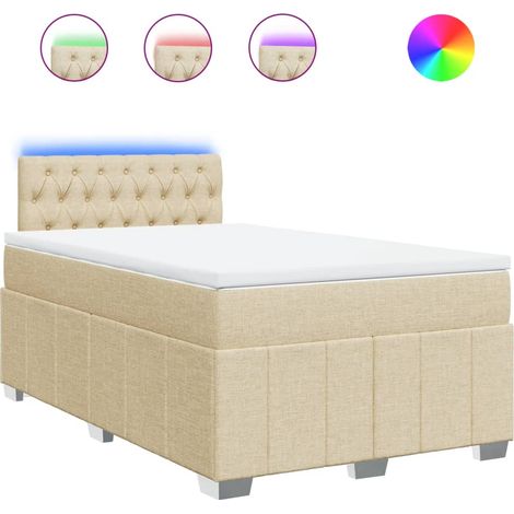 Maison Exclusive - Giroletto a Molle con Materasso Crema 120x190 cm in Tessuto (1/5)
