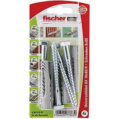 FISCHER 77863-10 X 60 MM X ESTANTE UNIVERSAL PLUG - MULTICOLOR (4 PIEZAS)