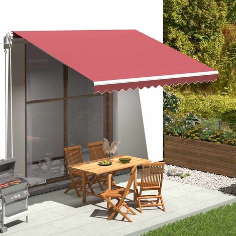 Tissu de remplacement pour auvent-Toile de rechange pour auvent Bordeaux rouge 4x3,5 m (1/5)