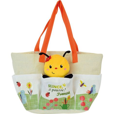 Abeille Silence ça pousse sac du jardinier avec peluche Abeille - Haut 13 cm (1/5)