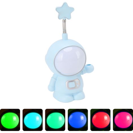Lampe de chevet LED INS Creative Astronaut 3W pour étudiants, rechargeable par USB, avec prise pour taille-crayon 5V, bleu frais (1/5)