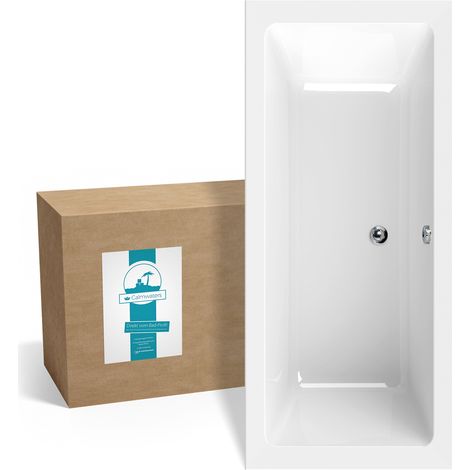 Calmwaters® Rechteck-Badewanne 180x80 cm, Acrylwanne Modern Select, Duo-Badewanne für zwei Personen, ergonomische Körperformbadewanne, Maße 180 x 80 cm, Rechteckbadewanne Weiß, 02SL3316 (1/5)