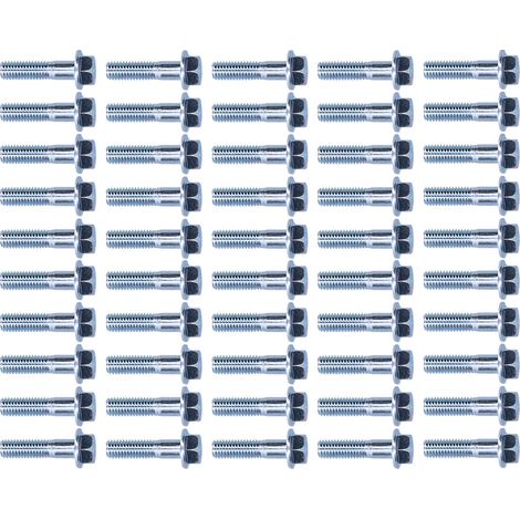 50 boulons à tête hexagonale à bride M8x32 mm en acier au carbone pour pièces de machines lourdes (1/5)