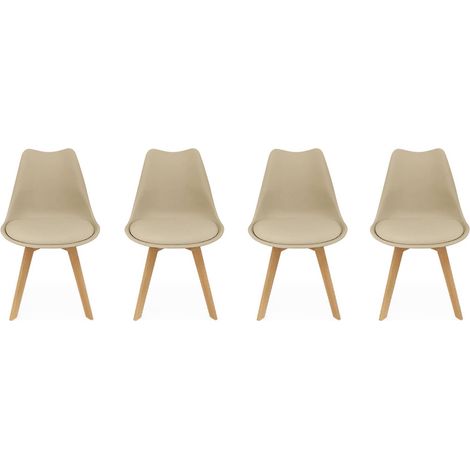 Lot de 4 chaises scandinaves. pieds bois de hêtre. chaise 1 place. taupe (1/5)