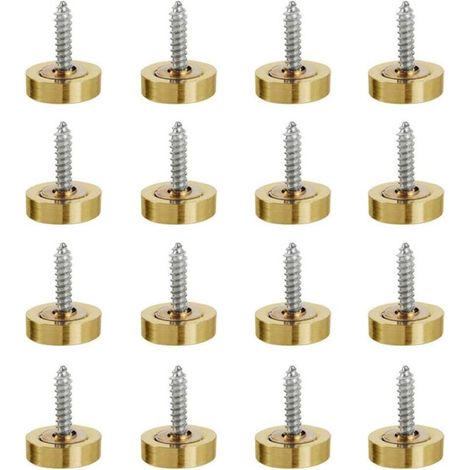 16 Pièces 16 mm (3/5 ") Vis de Miroir en Acier Inoxydable Capuchons Décoratifs Clous de Couverture pour Tables de Miroir Plaques de Bain Armoires Panneaux de Verre