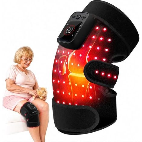 Wireless Knee Massager Heat Vibration LED Screen Heated Knee Pad Straps Gift Idea Mom Dad (1/4)