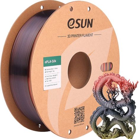 Filamento per stampante 3D esun epla-silk morning glow effetto arcobaleno finitura seta