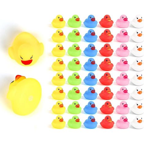 50pcs Colorful Rubber Duck Cute Floating Duck Bath Toy Kids Water Entertainment Toy (1/5)