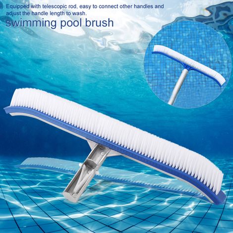 Brosse de nettoyage de parois de piscine de 45 cm (18 pouces) avec manche en aluminium pour bassins, spas et sources thermales (1/5)