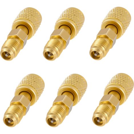 Lot de 6 adaptateurs laiton pour fluide frigorigène R32 R454B, raccord 1/4" SAE femelle vers 1/4" SAE mâle filetage gauche (1/4)