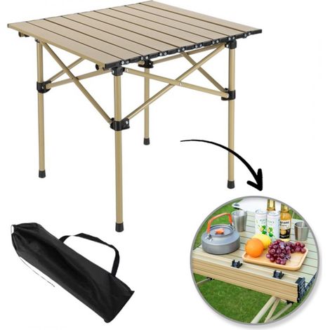 Klappbarer Cateringtisch, Picknicktisch für Touristen, 53 x 51 cm, beigefarbener Tisch (1/5)