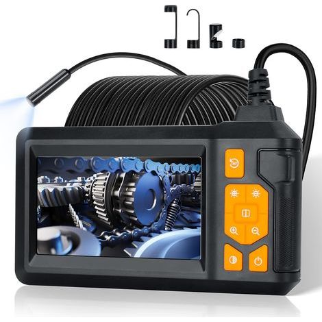 Caméra Endoscopique, 1080P HD Endoscope Industriel, IP67 Camera Inspection Canalisation D'inspection à Étanche IPS de 4.3", 8 LED Réglables, Telescopique Camera Câble Semi-Rigide 39,4FT, 2000mAh (1/5)