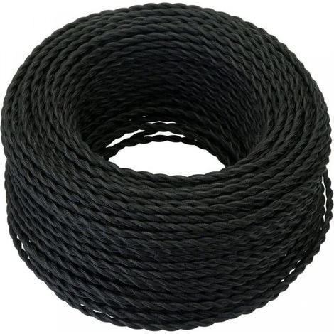 Cavo elettrico tessile da 10 m, cavo in corda di canapa intrecciata retrò 2x0,75 mm², 2 fili intrecciati, per lampada a sospensione fai da te/nero (1/5)