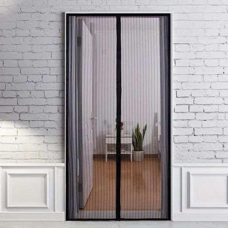 Moustiquaire noire, 120x210 cm, maille ultra-fine, moustiquaire magnétique adaptée aux portes et fenêtres, protection contre les mouches et les insectes, fermeture magnétique, sans perçage, compatible (1/3)