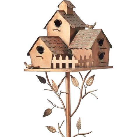 Nichoir décoratif pour jardin, avec poteau, grand nichoir pour cour, jardin, terrasse, décoration extérieure, poteaux en cuivre pour nichoir, décoration intérieure (1/5)