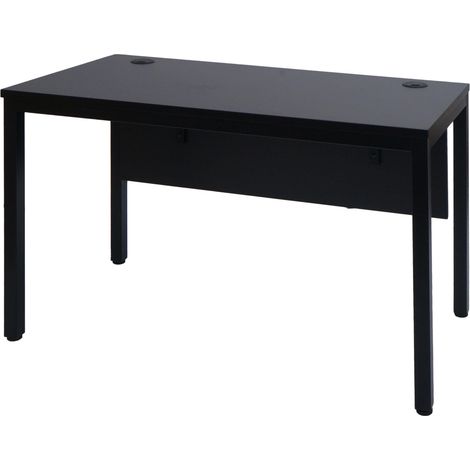 Tavolo porta computer da ufficio con due canaline passacavi regolabili 120x60 cm MDF nero 040006051