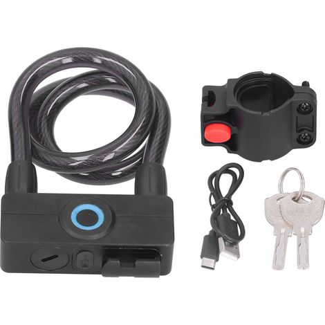 Fahrradschloss, Fingerabdruck-Fahrradschloss, USB-wiederaufladbare Fahrradkabelschlösser, Fingerabdruckunterstützung, Bluetooth- und Schlüsselentriegelung
