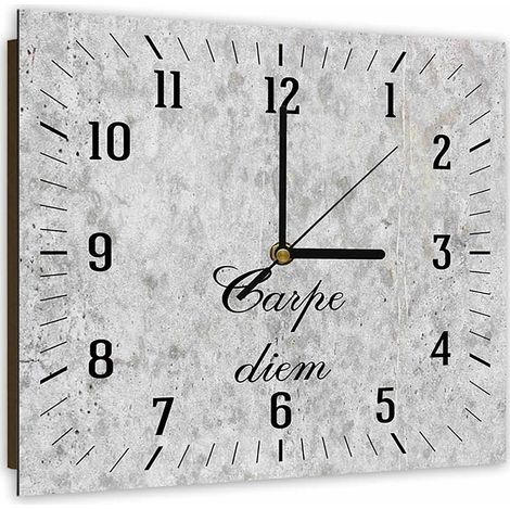 Horloge Murale Design Carpe Diem en Gris Pierre - 40 x 40 cm (1/5)